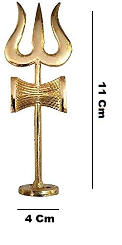 Golden Brass TriSoolam Amman Trishul Brass With Round Base Soolam Idol For Pooja Shiva Brass Thrishul