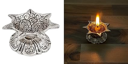 Panchmukhi Hanuman Idol (Murti) Oxidised Finish with 2 Piece Jyot Diya with Beautiful Red Velvet Box Packing (11.5H x 11W x 9.5L)