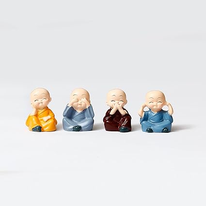 Colorful 4 Monks Buddha Figurines - for Home Decor| Office Decor| Chrismas Decor| Diwali Decor| Vaastu Decor| Fengshui