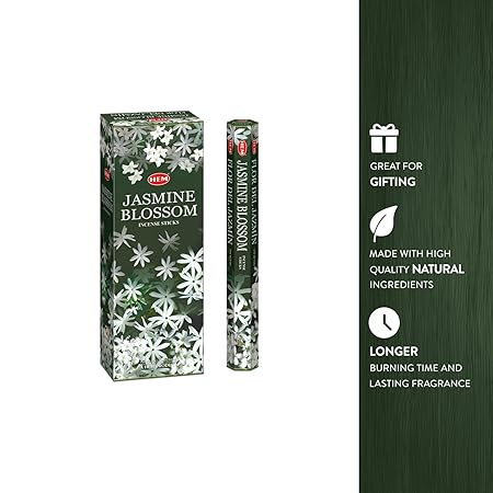 HEM Jasmine Blossom Incense Sticks Pack of 120 | Chameli Agarbatti | Floral Fragrance | Agarbatthies for Pooja, Freshness & Meditation | Puja Room Items for Home Welcome Wooden Wall Hanging Decoration Items for Home | Gifts | Mdf Art for Living Room | Decorative Item for House | Modern Wood Hanger | Modern Decor