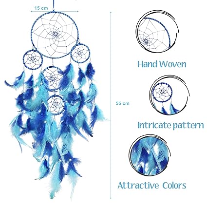Dream Catcher Wall Hanging (Mirage), Dream Catcher Wall Decor, Wall Hanging for Bedroom and Living room, Dream Catcher for Home Decoration, Blue Dream Catcher, Large Size