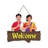 Masstone Radha Krishna Wall Painting | Radha Krishna Painting for Wall Decoration Set of 3 (21.5x21.5 inch) | Radha Krishna Painting With Frame | Wall Painting for Living Room