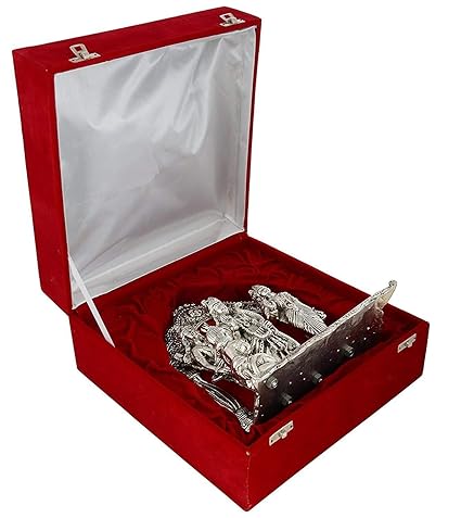 Silver Plated Ram Darbar GodIdol Statue Oxidised Finish with Beautiful Velvet Box Packing and (24H x 21W x 11L CM )