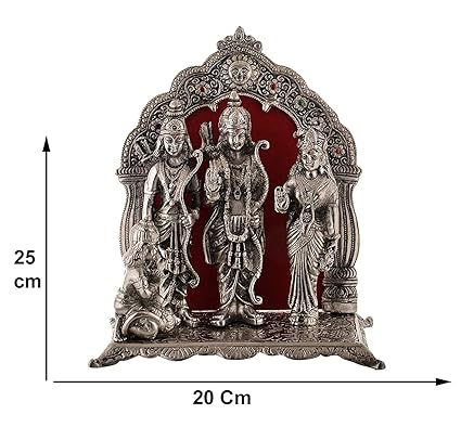 Silver Plated Ram Darbar GodIdol Statue Oxidised Finish with Beautiful Velvet Box Packing and (24H x 21W x 11L CM )