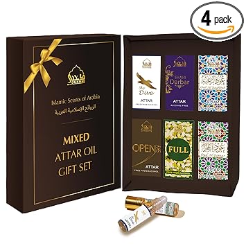 Mixed Attar Oil Set by Dukhni | Arab perfume oils for men and women | 6 assorted scents x 6ml | Arabian oud oil fragrances | Sampler Gift set