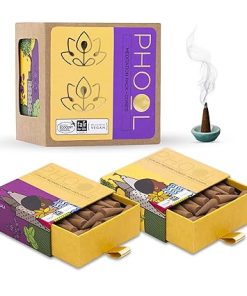 Phool Pack of 2 Natural Incense Cones, Meditation Pack - 80 Organic Dhoop Cones | Fragrances - Nagchampa & Patchouli | Special Char Dham Yatra Pack | Dhoop Cones for Pooja | Free Dhoop Stand Inside