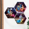 Masstone Radha Krishna Wall Painting | Radha Krishna Painting for Wall Decoration Set of 3 (21.5x21.5 inch) | Radha Krishna Painting With Frame | Wall Painting for Living Room