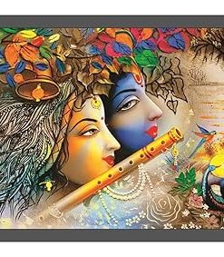 Saf Radha Krishna Design Exclusive Painting with Frame for Home & Office Decoration (35 Cm X 50 Cm X 3 Cm) SANFM43-Multicolour