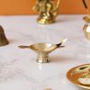 Golden Decorative Brass Diya with Stand and Holder