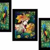 Indianara 3 PC Set of Ganesha Paintings Without Glass 5.2 X 12.5, 9.5 X 12.5, 5.2 X 12.5 inch