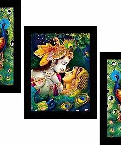 Indianara 3 PC Set of Ganesha Paintings Without Glass 5.2 X 12.5, 9.5 X 12.5, 5.2 X 12.5 inch