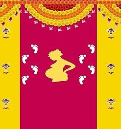 Baby Shower Design Backdrop Curtain for Decoration Backdrop Cloth for Baby Shower Godh Bharai Decoration Traditional Fabric-Polyster Size-5Feet Height and 8Feet Width(5 * 8)