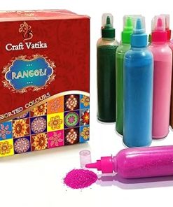 12 Rangoli Colour Powder Tube Kit, Diwali Decoration Items Bottles Tool Floor Art Rang for Home Navratri Pongal Pooja Mandir Decor (Pack of 12) (1 Box- 12 Bottle)