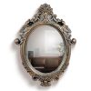 Antique Wall Mirror - Ornate Elliptical Design with Compressed Wooden Frame Vintage Wall Mount Mirror Makeup Elegant Hanging Glass Living Room Bedroom Bathroom Basin Home Decor (64x46 cm)
