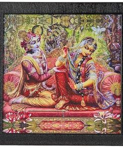 Masstone Radha Krishna Wall Painting | Radha Krishna Painting for Wall Decoration Set of 3 (21.5x21.5 inch) | Radha Krishna Painting With Frame | Wall Painting for Living Room