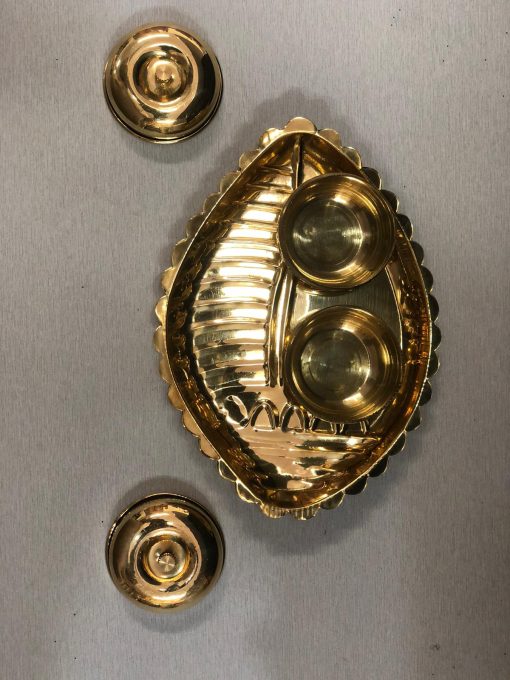 Brass Kum Kum Box set in a attached plate / Return Gifts
