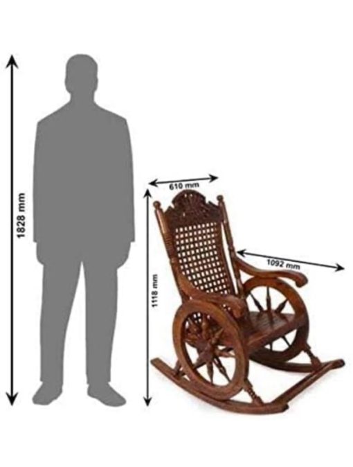 Sheesham Wood Ergonomic Rocking Chair for Small Spaces, Comfortable Wooden Armchair Swing Chair for Adult Living Room Balcony for Home Office(Brown)
