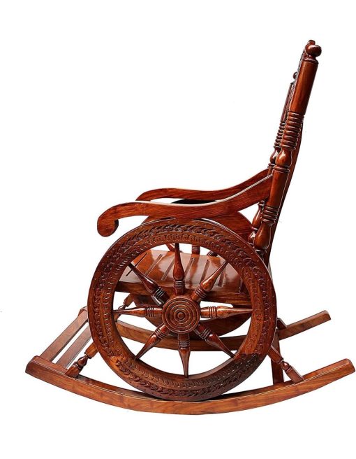 Sheesham Wood Ergonomic Rocking Chair for Small Spaces, Comfortable Wooden Armchair Swing Chair for Adult Living Room Balcony for Home Office(Brown)