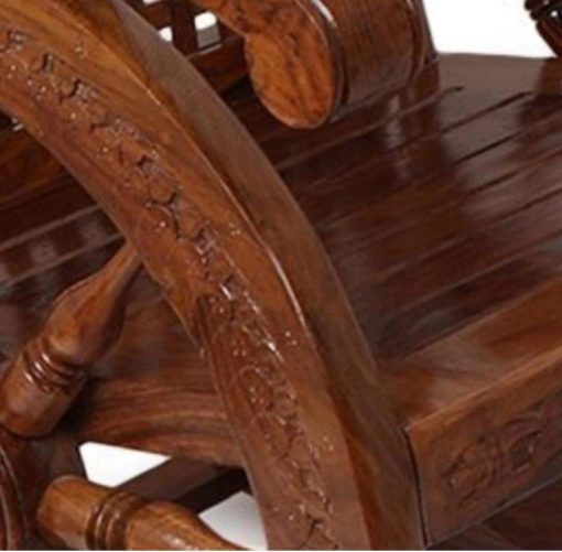 Sheesham Wood Ergonomic Rocking Chair for Small Spaces, Comfortable Wooden Armchair Swing Chair for Adult Living Room Balcony for Home Office(Brown)