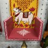Wood rangoli design stand - yellow and red single piece Wood rangoli design stand - yellow and red single piece