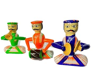 Wooden dolls Traditional Handcrafted Musical Doll Set, Home decor item for living room, decoration Multi colour (3 Dolls in 1 Pack)