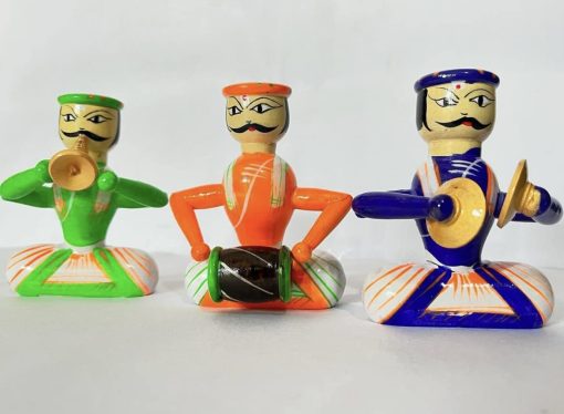 Wooden dolls Traditional Handcrafted Musical Doll Set, Home decor item for living room, decoration Multi colour (3 Dolls in 1 Pack)