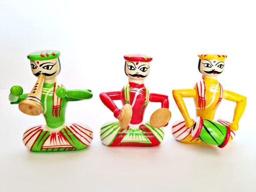 Wooden dolls Traditional Handcrafted Musical Doll Set, Home decor item for living room, decoration Multi colour (3 Dolls in 1 Pack)