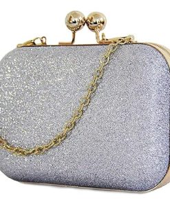 Women's Handicraft Beautiful Bling Box Clutch Bag Gold Colour