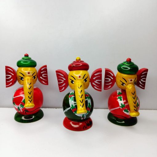 Wooden Head Shaking Ganesha Statue - pack of 1