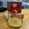 Stainless steel Karwa Chauth / karva / Karaka chaturthi 3 pieces Decorative pooja set (Thali size 12 inch)