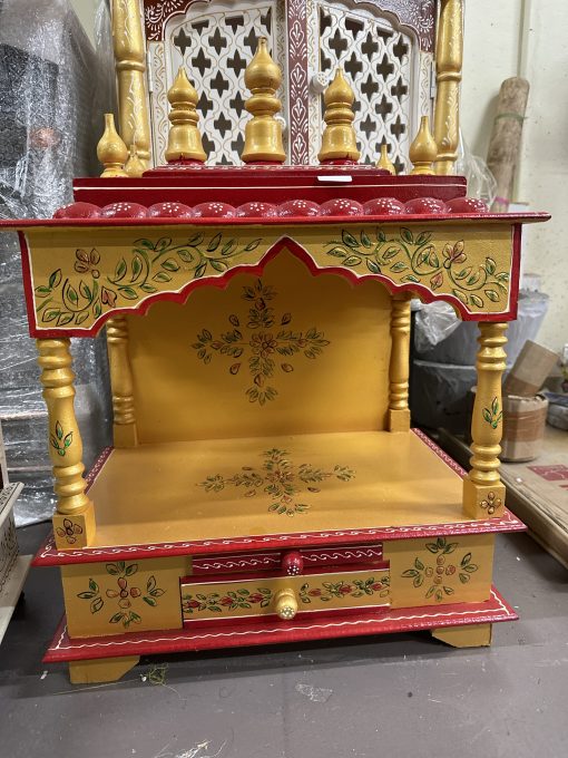 Yellow wooden Pooja mandir / wooden temple (55x38x20cm) Yellow wooden Pooja mandir / wooden temple (55x38x20cm)