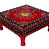 Red Meenakari work Bajot / Pooja Chowki 12 Inches