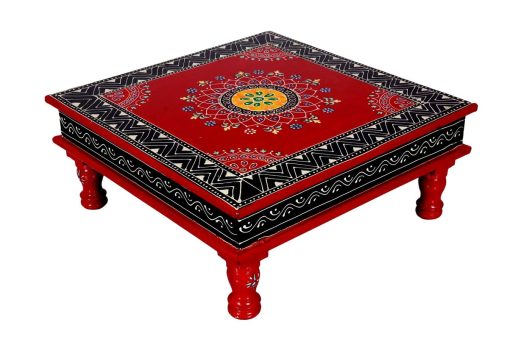 Red Meenakari work Bajot / Pooja Chowki 12 Inches
