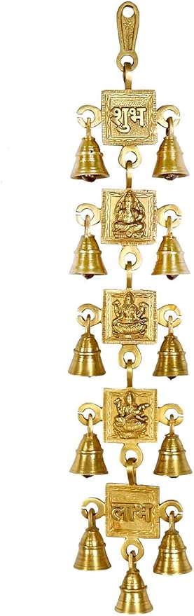 Laxmi, Ganesh, Saraswati, Shubh & Labh Brass Wall Hanging Ghanti with 11 Bells, Beautiful Decoratives Wall Hanging, Dimension- 18X4 Inches, Weight - 900 Gm axmi, Ganesh, Saraswati, Shubh & Labh Brass Wall Hanging Ghanti with 11 Bells, Beautiful Decoratives Wall Hanging, Dimension- 18X4 Inches, Weight - 900 Gm