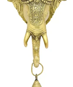 Lord Ganesha Ganpati Brass Wall Hanging with Bell Showpiece Home Decor Gift Item