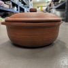Handmade Earthen Flate Base Clay Pot with lid 4L