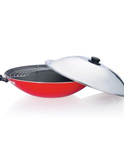 Premier Non Stick Chinese Wok with Stainless Steel Lid and Grill/ 36 CM