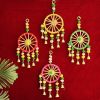 Tied Ribbons Decorative Wall Door Hanging Latkan Toran With Bells (30 x 13 CM) For Main Door Entrance Pooja Room Rajastani Traditionjal Decorative Decoration Items For Home Decor- Multicolour