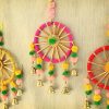 Tied Ribbons Decorative Wall Door Hanging Latkan Toran With Bells (30 x 13 CM) For Main Door Entrance Pooja Room Rajastani Traditionjal Decorative Decoration Items For Home Decor- Multicolour Tied Ribbons Decorative Wall Door Hanging Latkan Toran With Bells (30 x 13 CM) For Main Door Entrance Pooja Room Rajastani Traditionjal Decorative Decoration Items For Home Decor- Multicolour