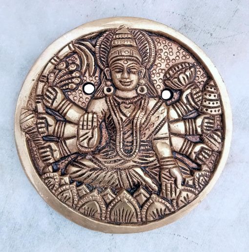 Ashtalakshmi Engraved Wall Plates Set | Brass Door Wall Arts for Home Decoration | Decorative Items Pooja Living Room Office Decor | Aesthetic Room Decor | Decorative Items for Pooja Room Door 4X4