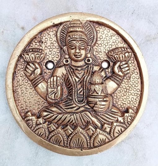 Ashtalakshmi Engraved Wall Plates Set | Brass Door Wall Arts for Home Decoration | Decorative Items Pooja Living Room Office Decor | Aesthetic Room Decor | Decorative Items for Pooja Room Door 4X4