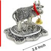 White Metal Kamdhenu Cow with Calf |Decorative Showpiece for Home and Office, Ideal Gift Item for Good Luck