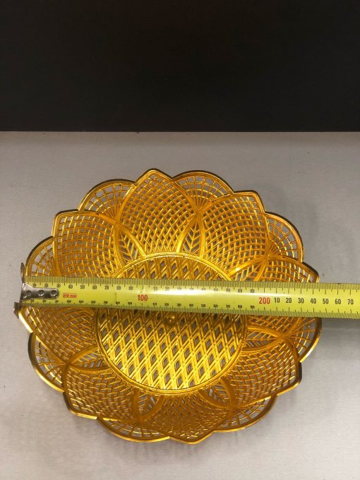 Beautiful flower shaped Golden Durable Plastic Serving Tray / Basket – Multipurpose Food / Storage Solutions / Serving / Gifts etc