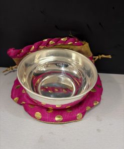 Plain German Silver Bowl / Return Gifts / Pooja / Kitchnen Accessories with attractive Multi colour Potli bag
