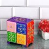 Hand Painted 4 - Storage Box for storing small Item's - Dry Fruit Storage - Small First Storage Box - drawer assorted colour - 5.4 x 3.5 x 6 Inch
