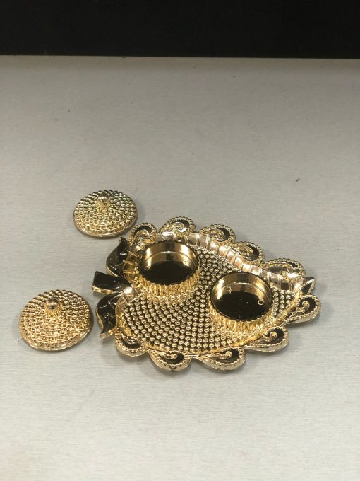 Leaf Shape Gold colour Fiber Plastic Kum Kum tray / Return Gifts