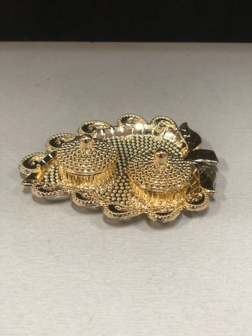 Leaf Shape Gold colour Fiber Plastic Kum Kum tray / Return Gifts Leaf Shape Gold colour Fiber Plastic Kum Kum tray / Return Gifts
