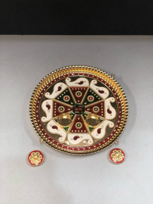 Yellow colour Peacock design Fiber Plastic Kum Kum tray / Return Gifts