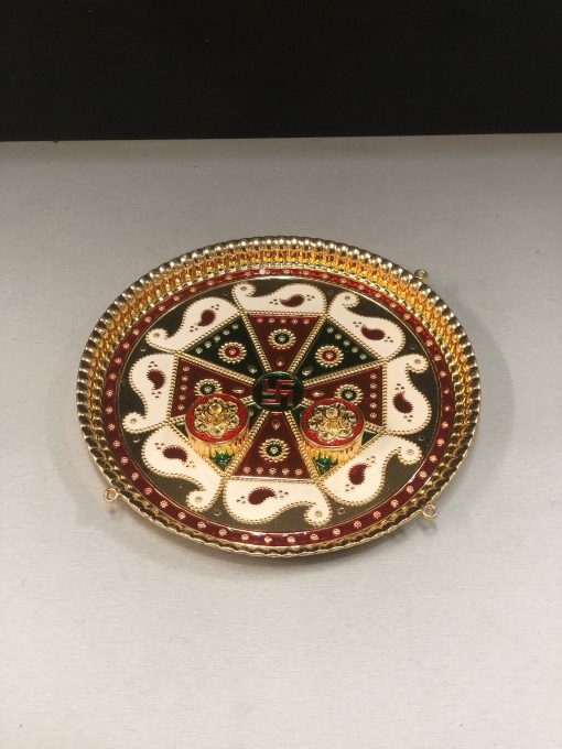 Gold and red colour Swastik design Fiber Plastic Kum Kum tray / Return Gifts Yellow colour Peacock design Fiber Plastic Kum Kum tray / Return Gifts