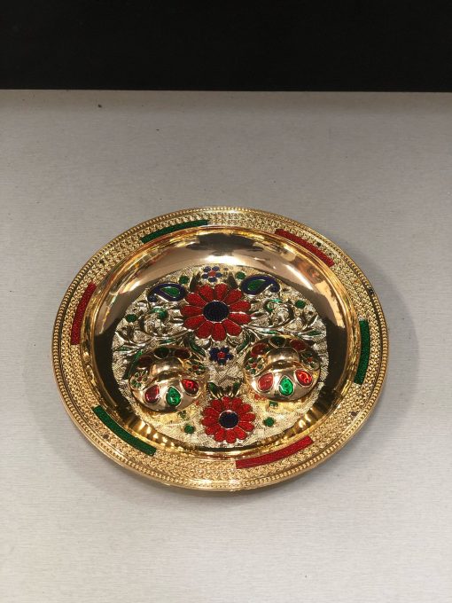 Gold colour flower design Fiber Plastic Kum Kum tray / Return Gifts Gold colour flower design Fiber Plastic Kum Kum tray / Return Gifts